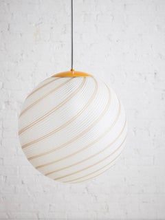 Murano Glass Spiral Frosted Globe Pendant