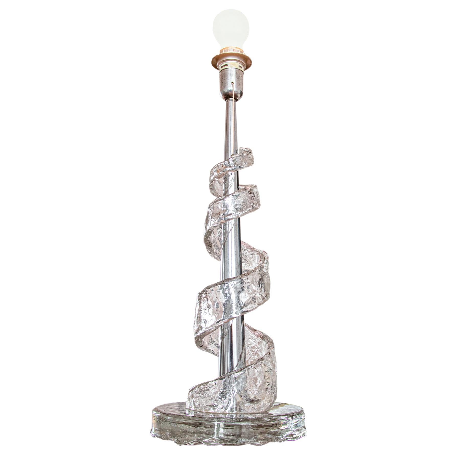 Murano Glass Spiral Table Lamp by Angelo Brotto for Esperia, Italy 1970s For Sale