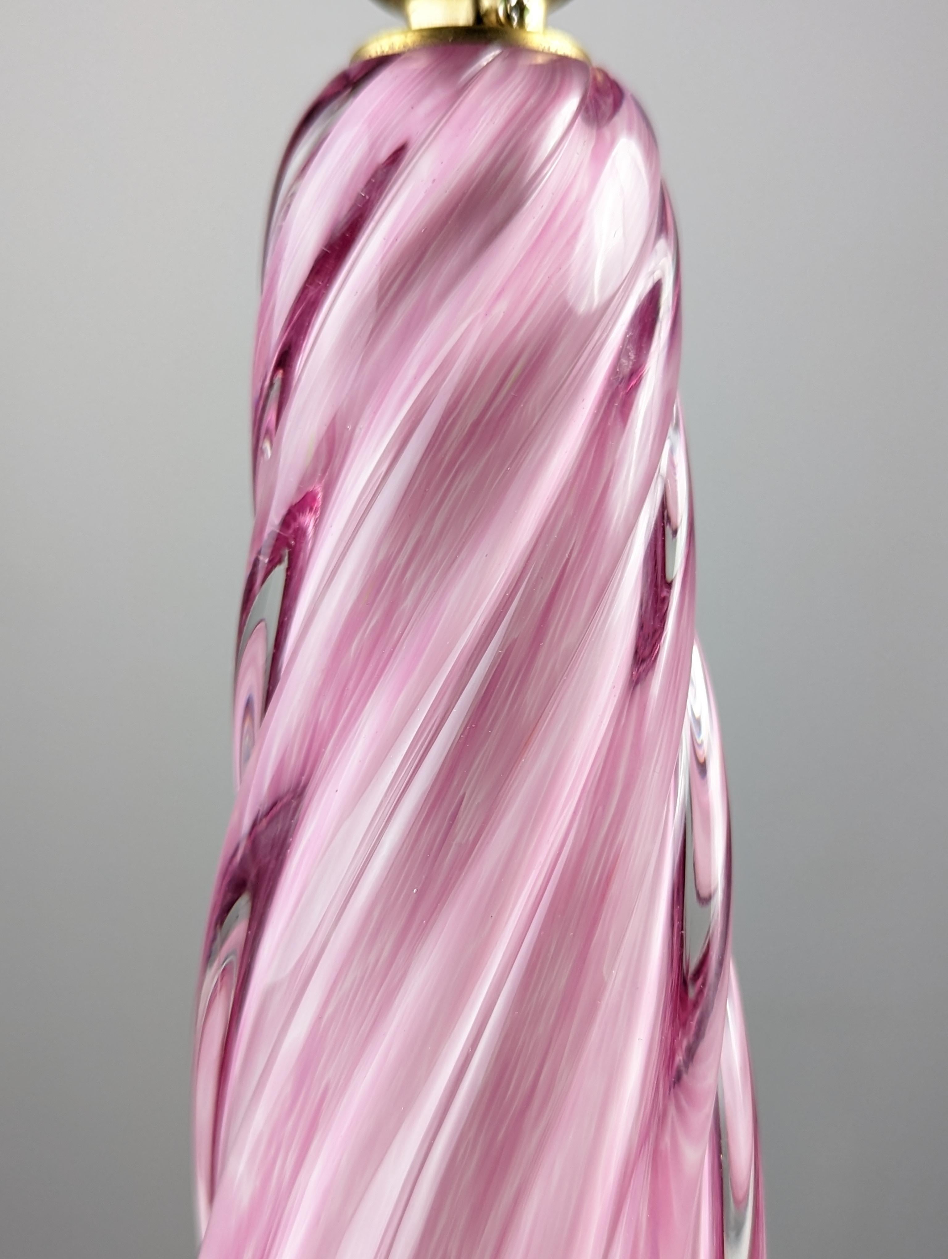 Murano glass spiral table lamp pink Vetri Seguso, 1960s In Good Condition For Sale In Benalmadena, ES