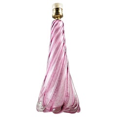 Lampada da tavolo a spirale in vetro di Murano rosa Vetri Seguso, anni '60