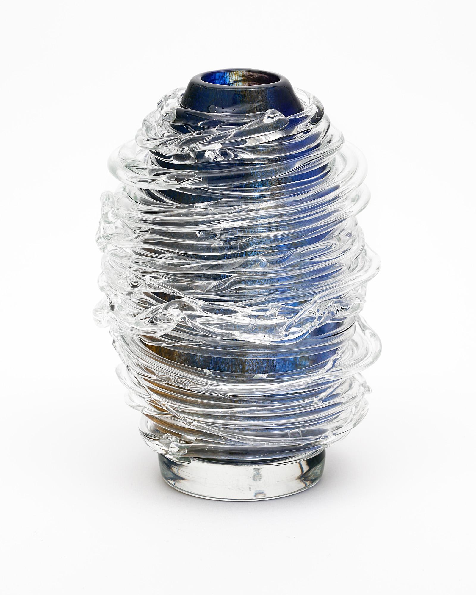 Italian Murano Glass Spiral Vase For Sale