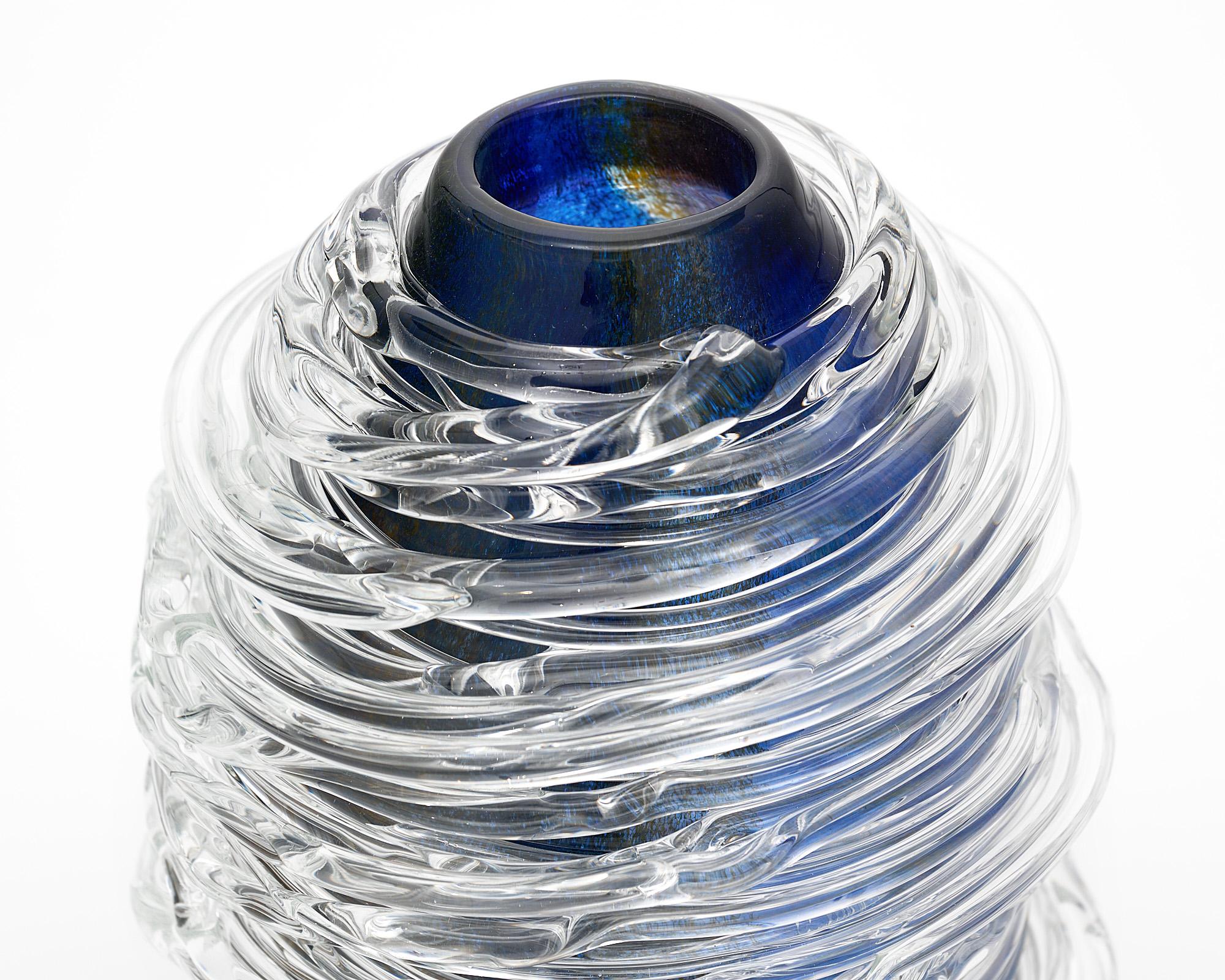Murano Glass Spiral Vase For Sale 1