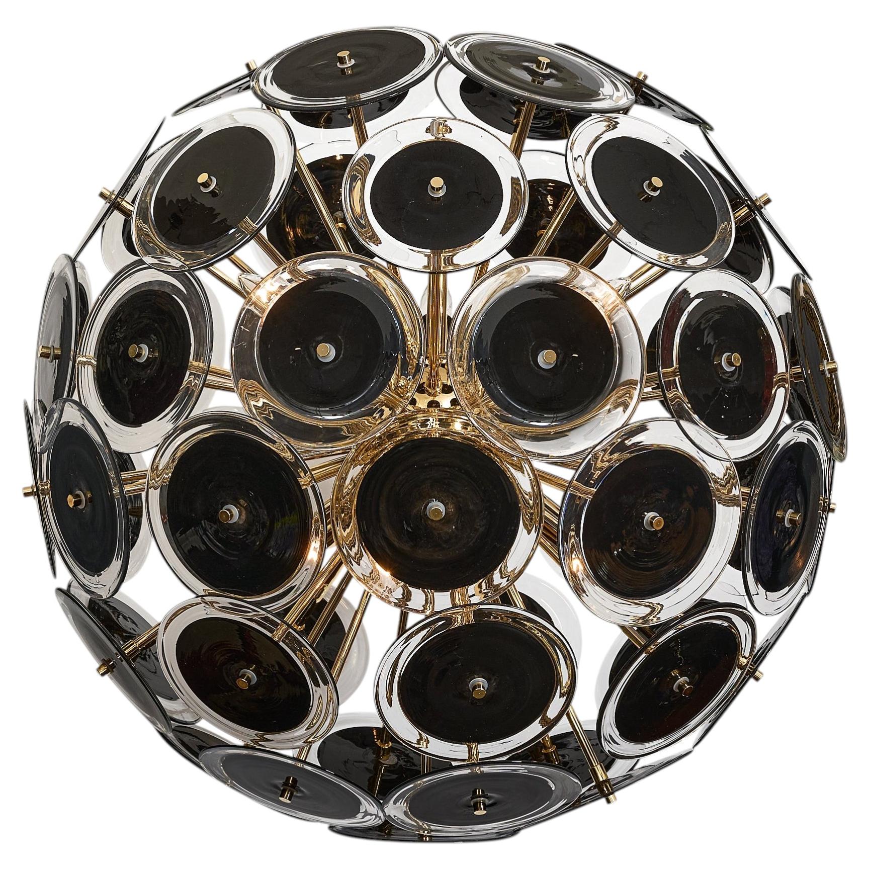 Murano Glass Sputnik Chandelier, Brass & Glass, Mid-Century Modern Style