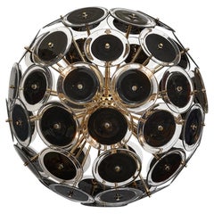 Murano Glass Sputnik Chandelier, Brass & Glass, Mid-Century Modern Style