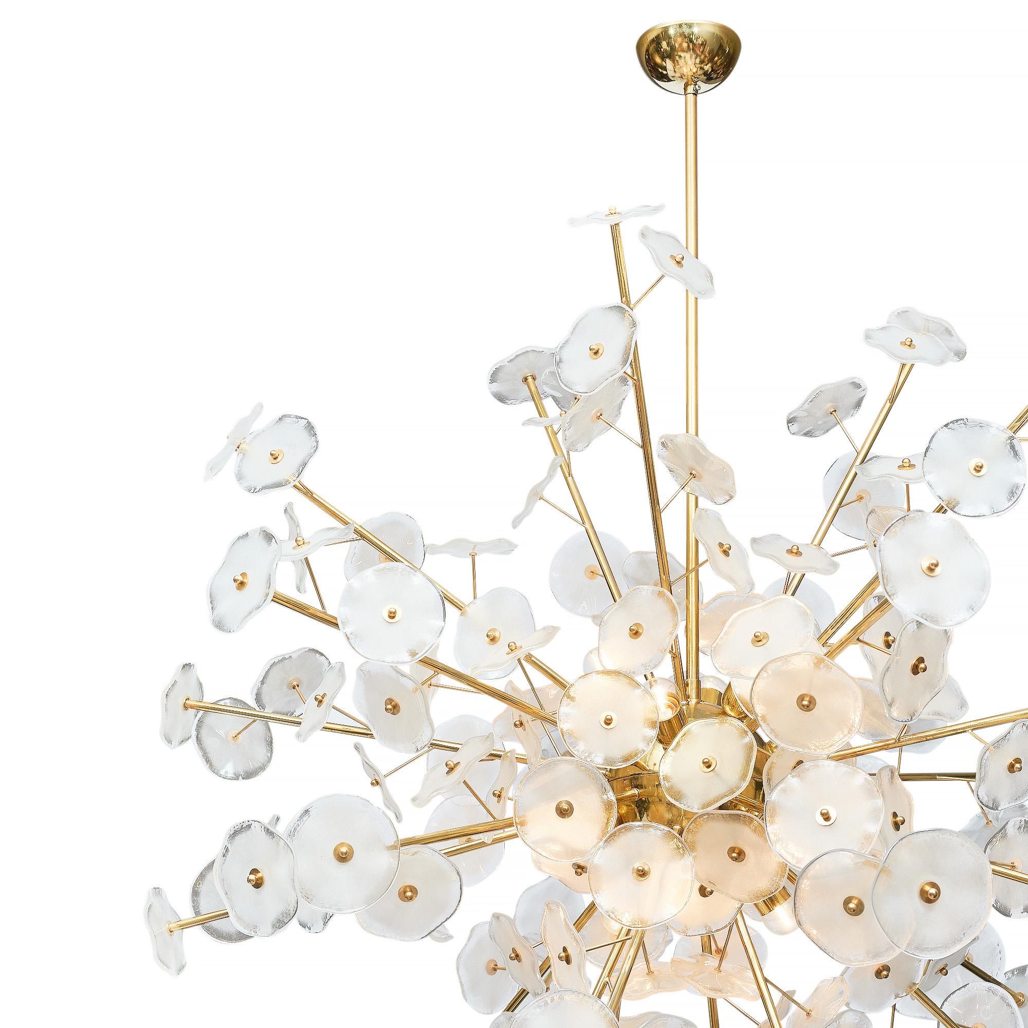 Ottone Lampadario Sputnik in vetro di Murano in vendita