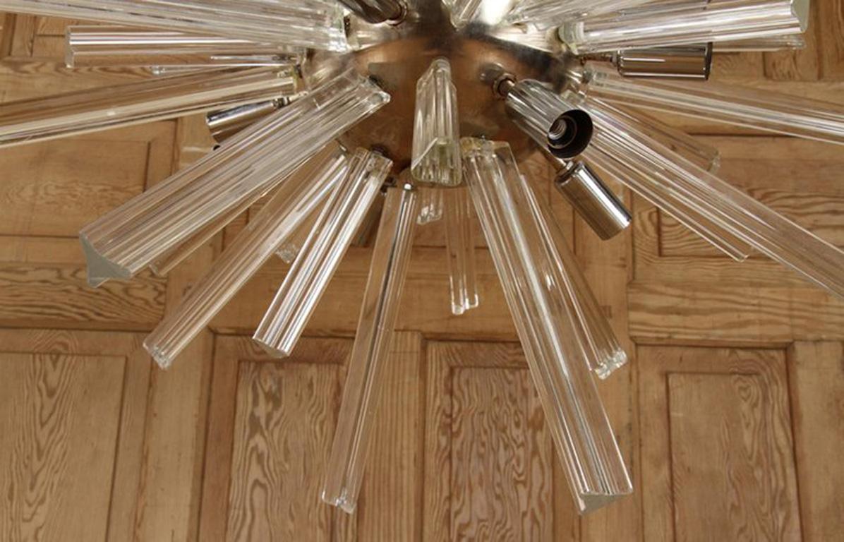 Brushed Murano Glass Sputnik Chandelier, Italian, circa 1960
