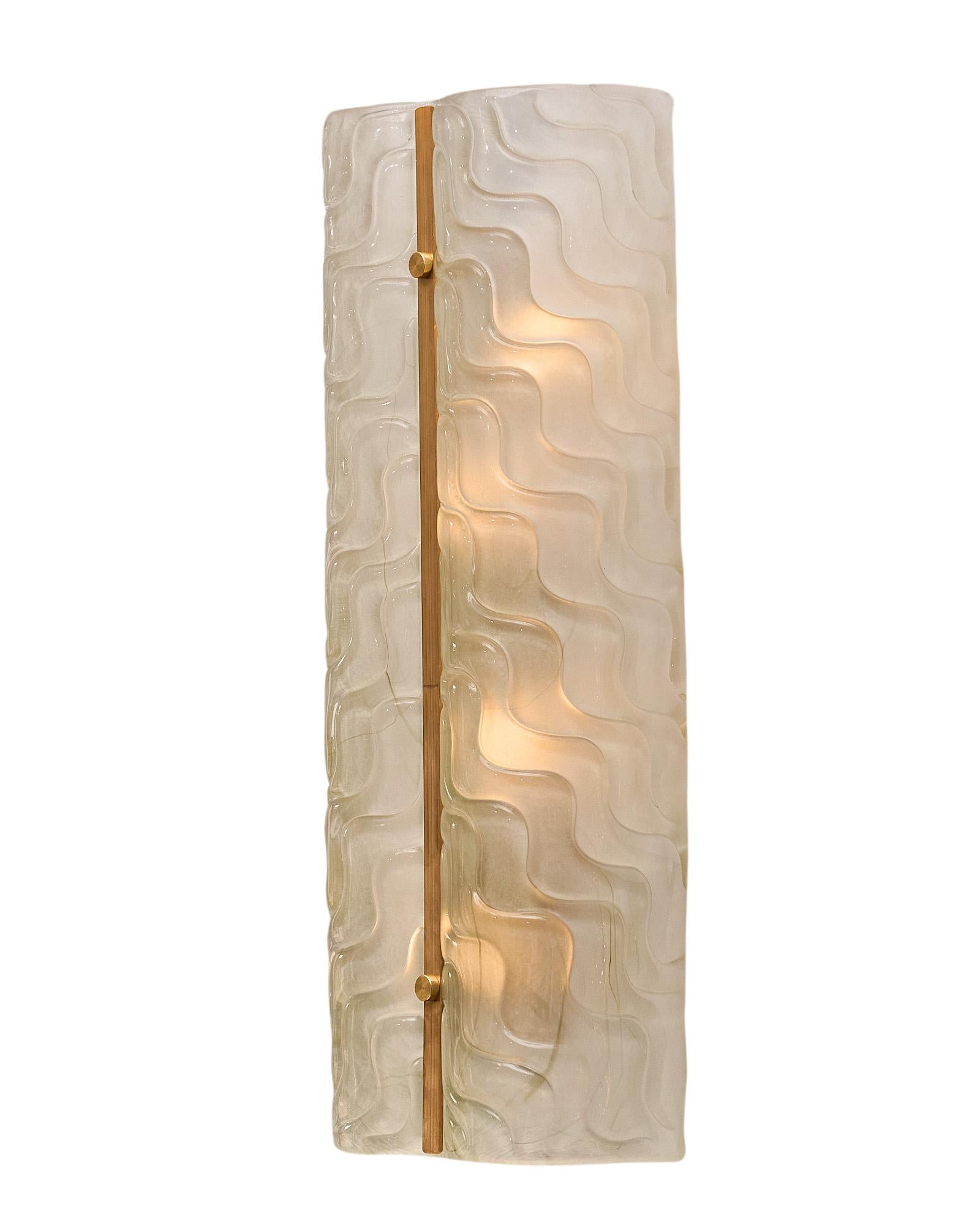 Brass Murano Glass Stamped Sconces For Sale