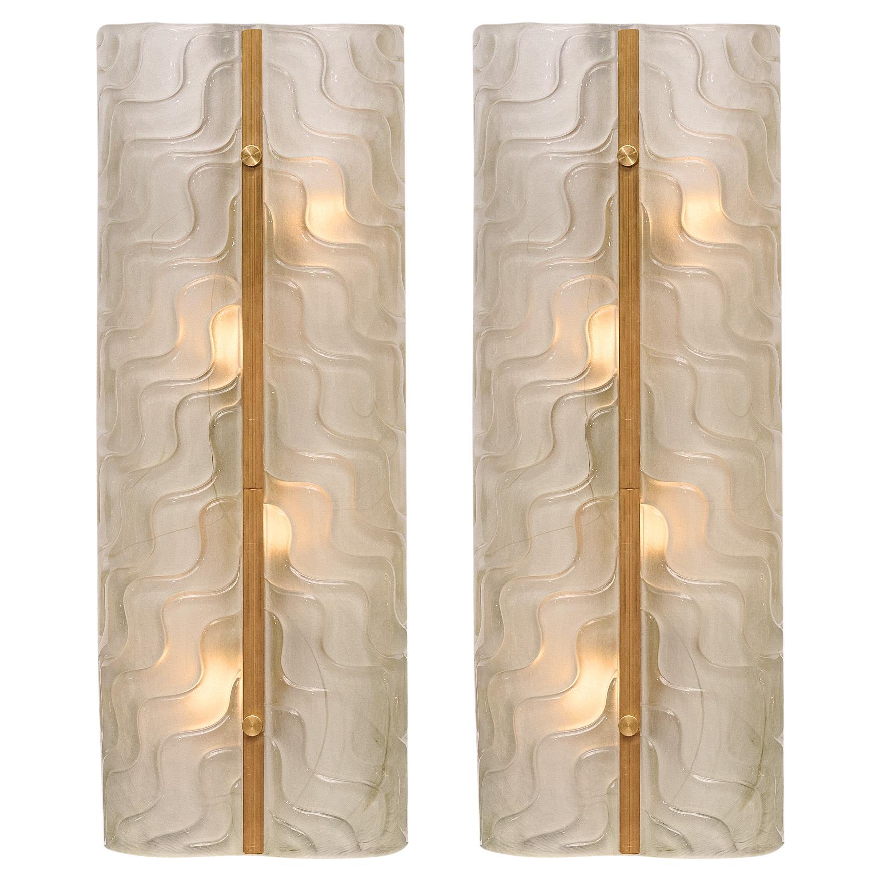 Mid-Century Modern Style Murano Glass Sconces with Brass Trim, Italy, 2024