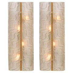 Mid-Century Modern Style Murano Glass Sconces with Brass Trim, Italy, 2024