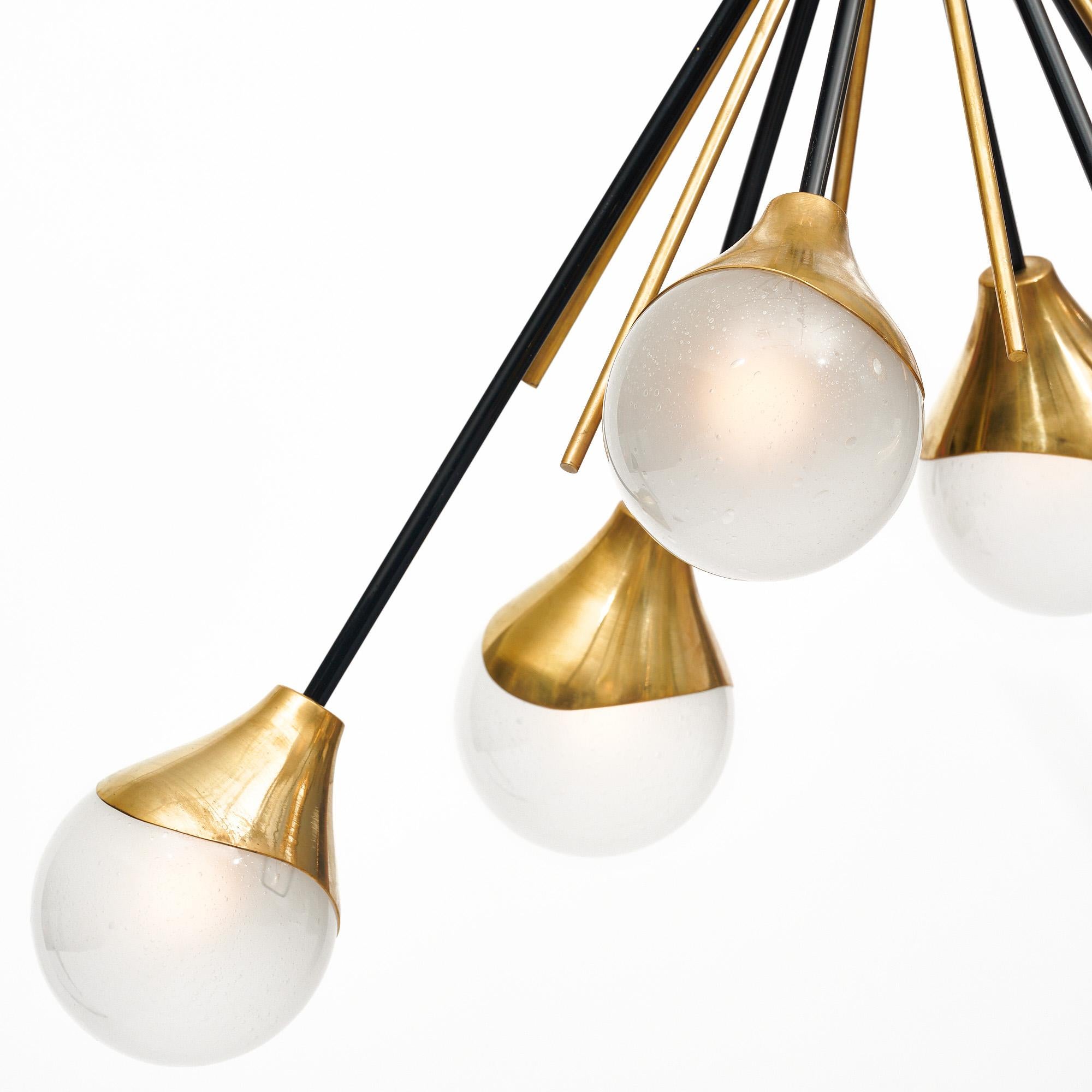 Italian Murano Glass Stilnovo Style Chandelier For Sale