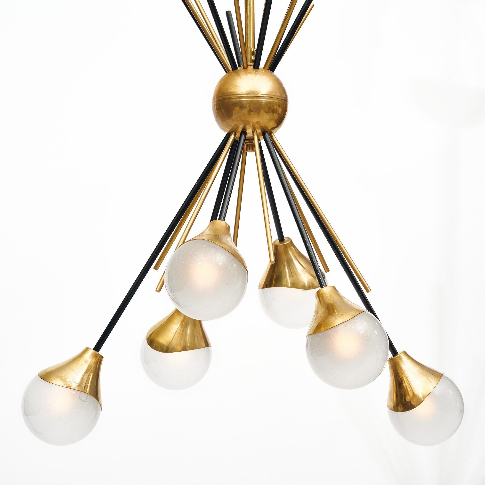 Murano Glass Stilnovo Style Chandelier In New Condition For Sale In Austin, TX