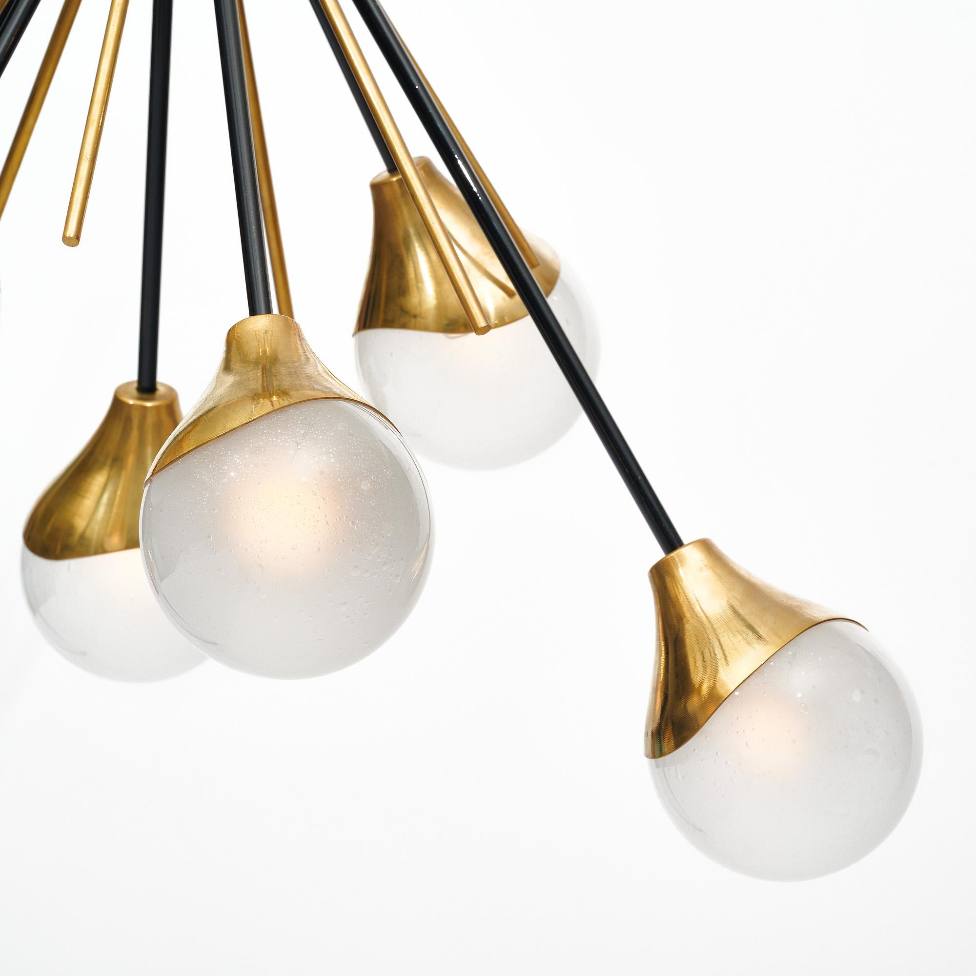 Contemporary Murano Glass Stilnovo Style Chandelier For Sale