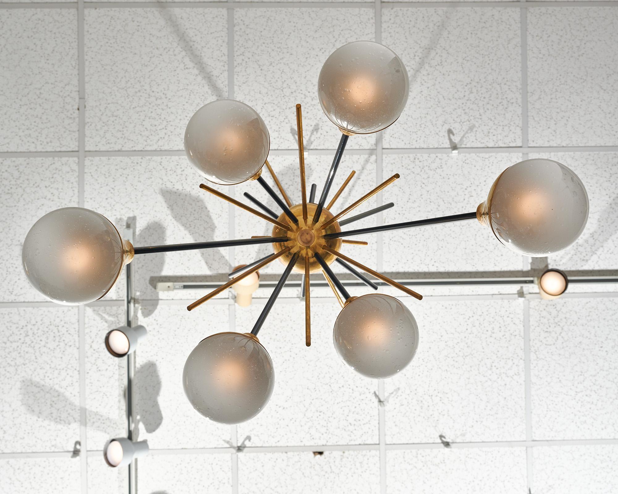 Murano Glass Stilnovo Style Chandelier For Sale 2