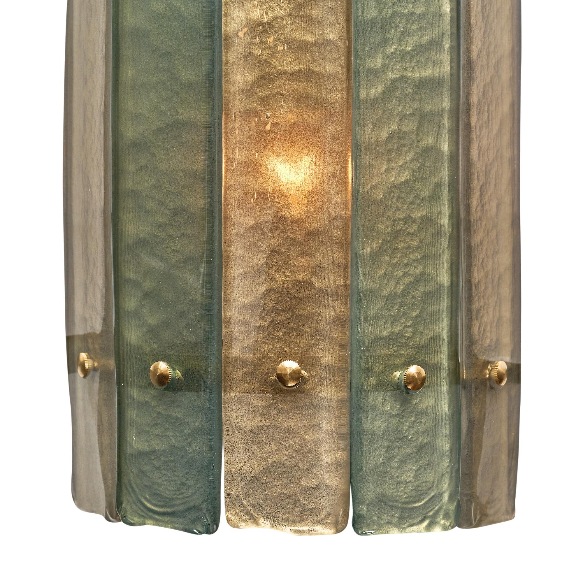 Mid-Century Modern Appliques en verre de Murano rayé bleu acidulé en vente
