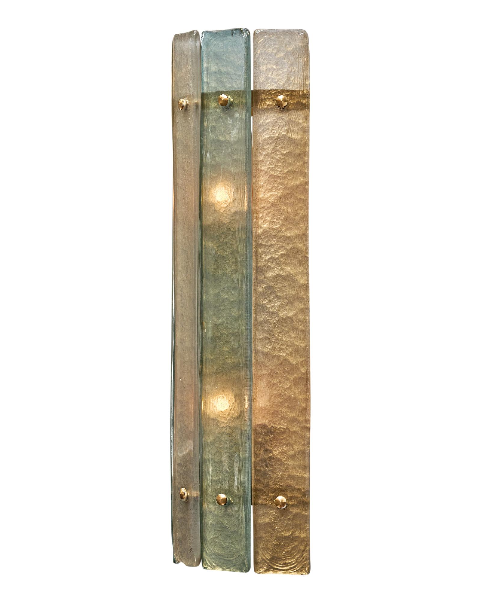 Appliques en verre de Murano rayé bleu acidulé en vente 1
