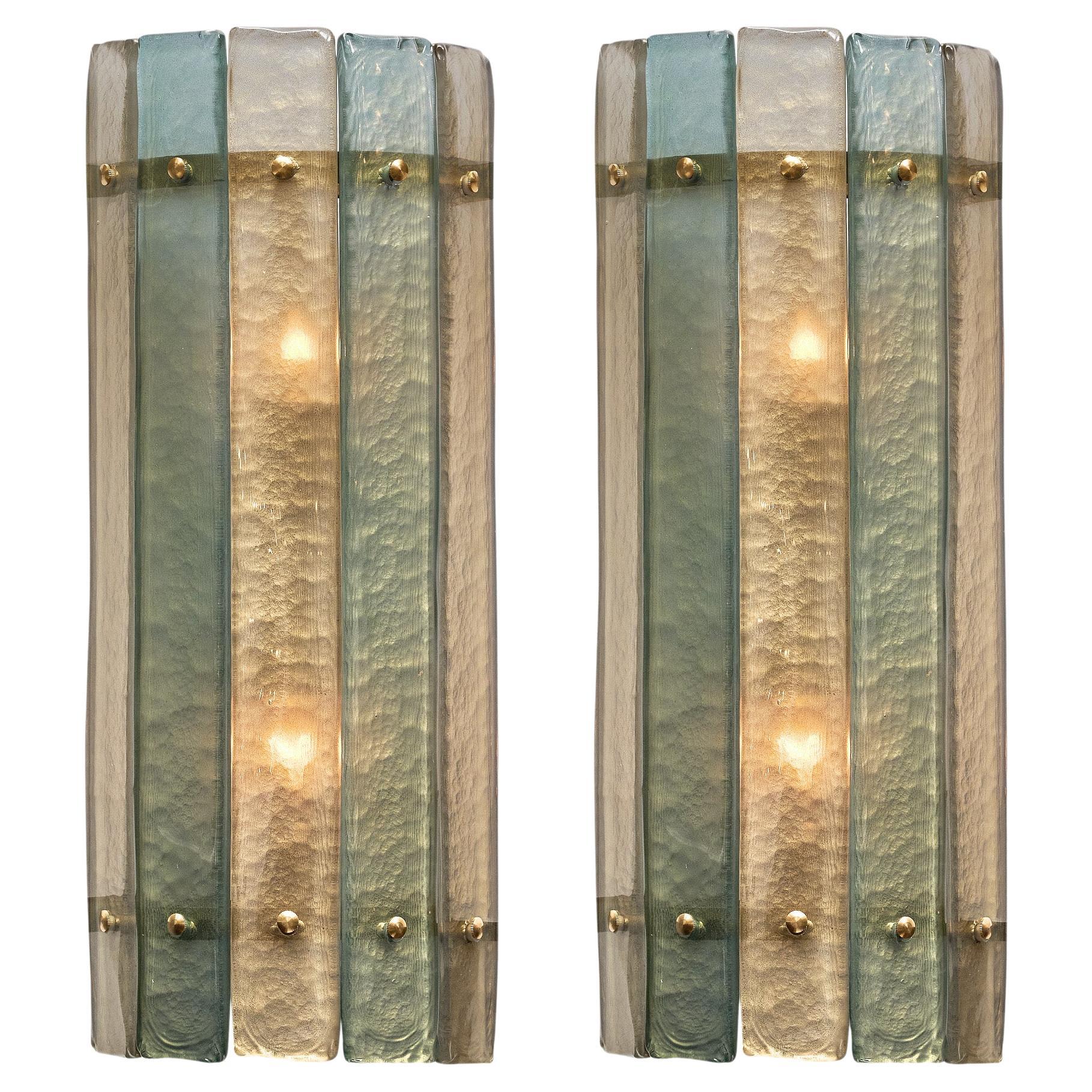 Appliques en verre de Murano rayé bleu acidulé en vente
