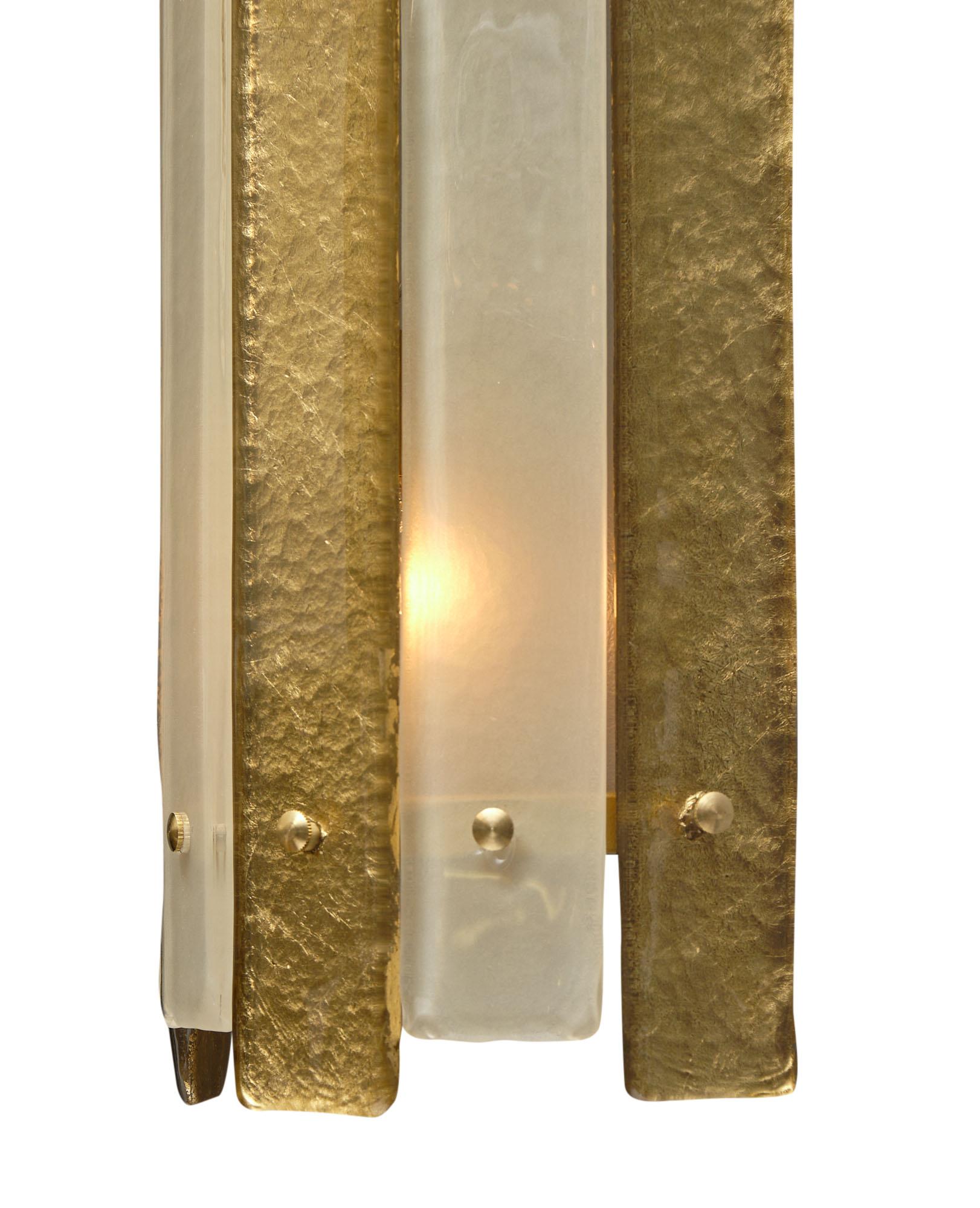Murano Glass Striped Gold Sconces In Good Condition For Sale In Austin, TX