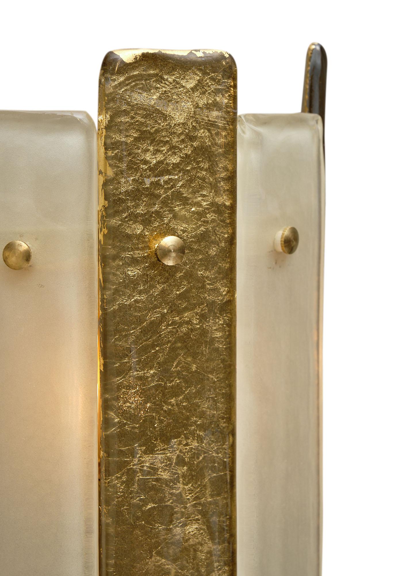 Murano Glass Striped Gold Sconces For Sale 1