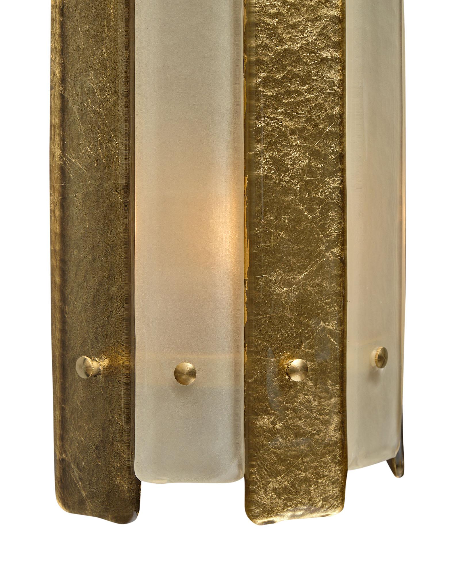 Murano Glass Striped Gold Sconces For Sale 2