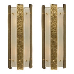 Murano Glass Striped Gold Sconces