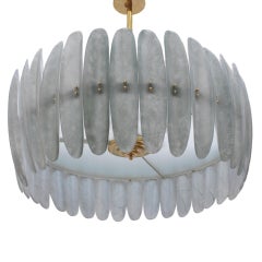 Modern Brass and Murano Glass Chandelier, Mid-Century Style, Italy