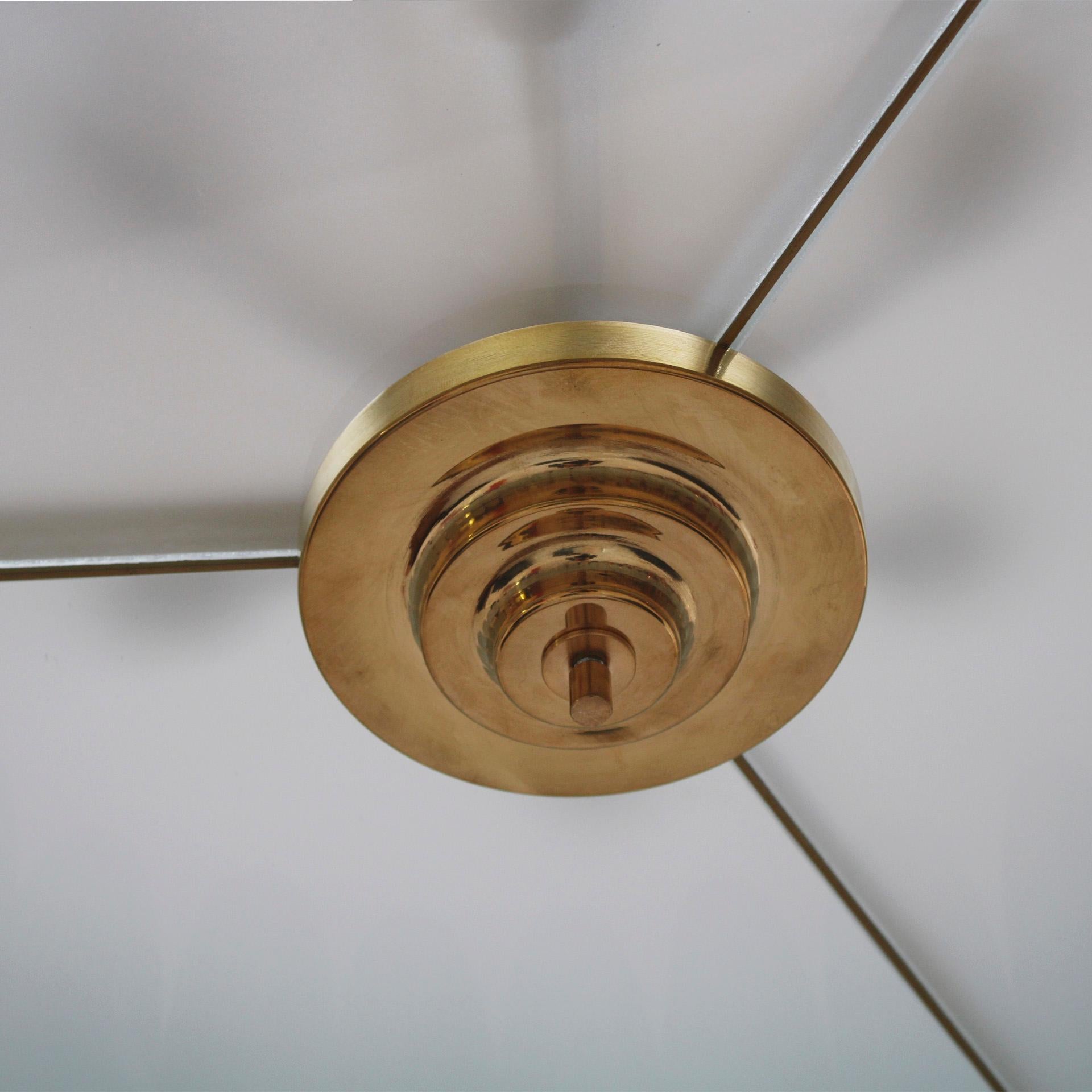 Italian Modern Brass and Murano Glass Ceiling Lamp, Italy For Sale