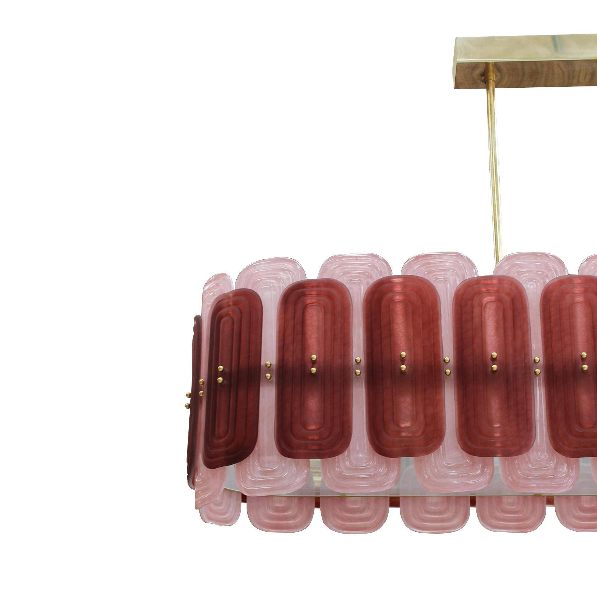 Murano Glass Suspension Lamp with Gold Metal Structure, Italy Siglo XXI y contemporáneo en venta