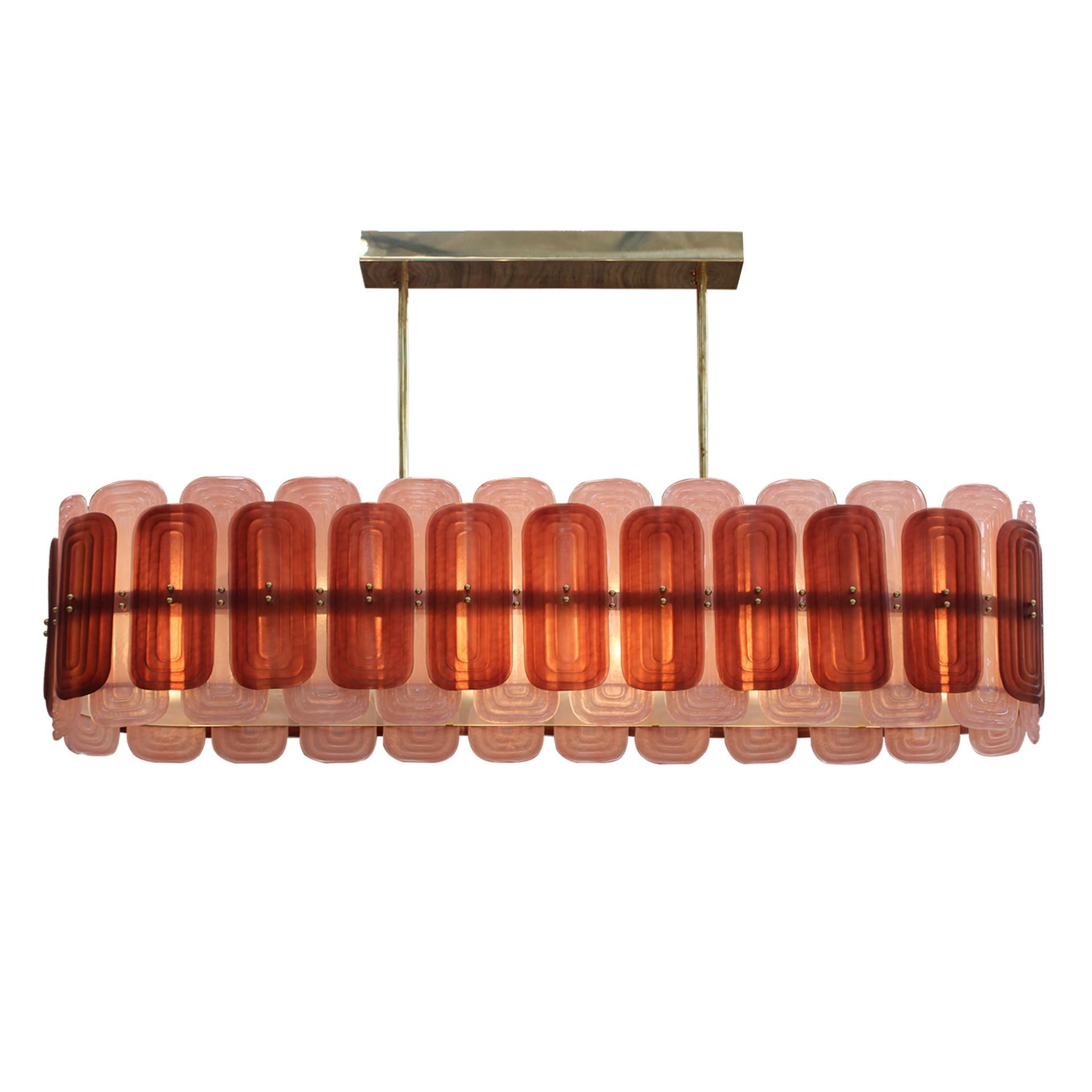 Murano Glass Suspension Lamp with Gold Metal Structure, Italy en venta 2