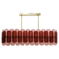 Murano Glass Suspension Lamp with Gold Metal Structure, Italy