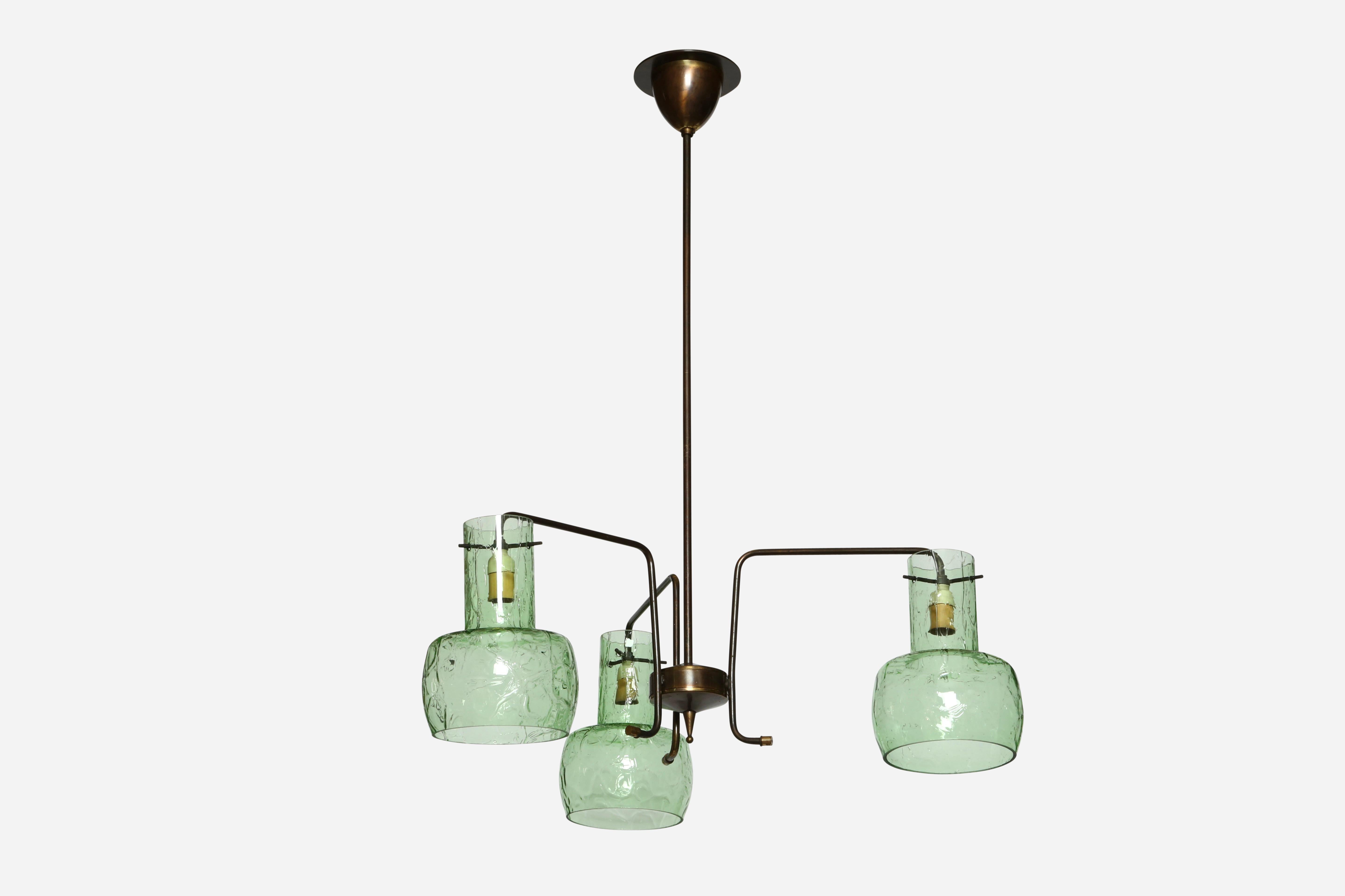 Murano glass suspension light.
Designed and made in Italy, 1960s
Handblown glass, patinated brass.
Three candelabra sockets.
Complimentary US rewiring upon request.
Height is adjustable.
Body is 9.5 inches.

We take pride in bringing vintage