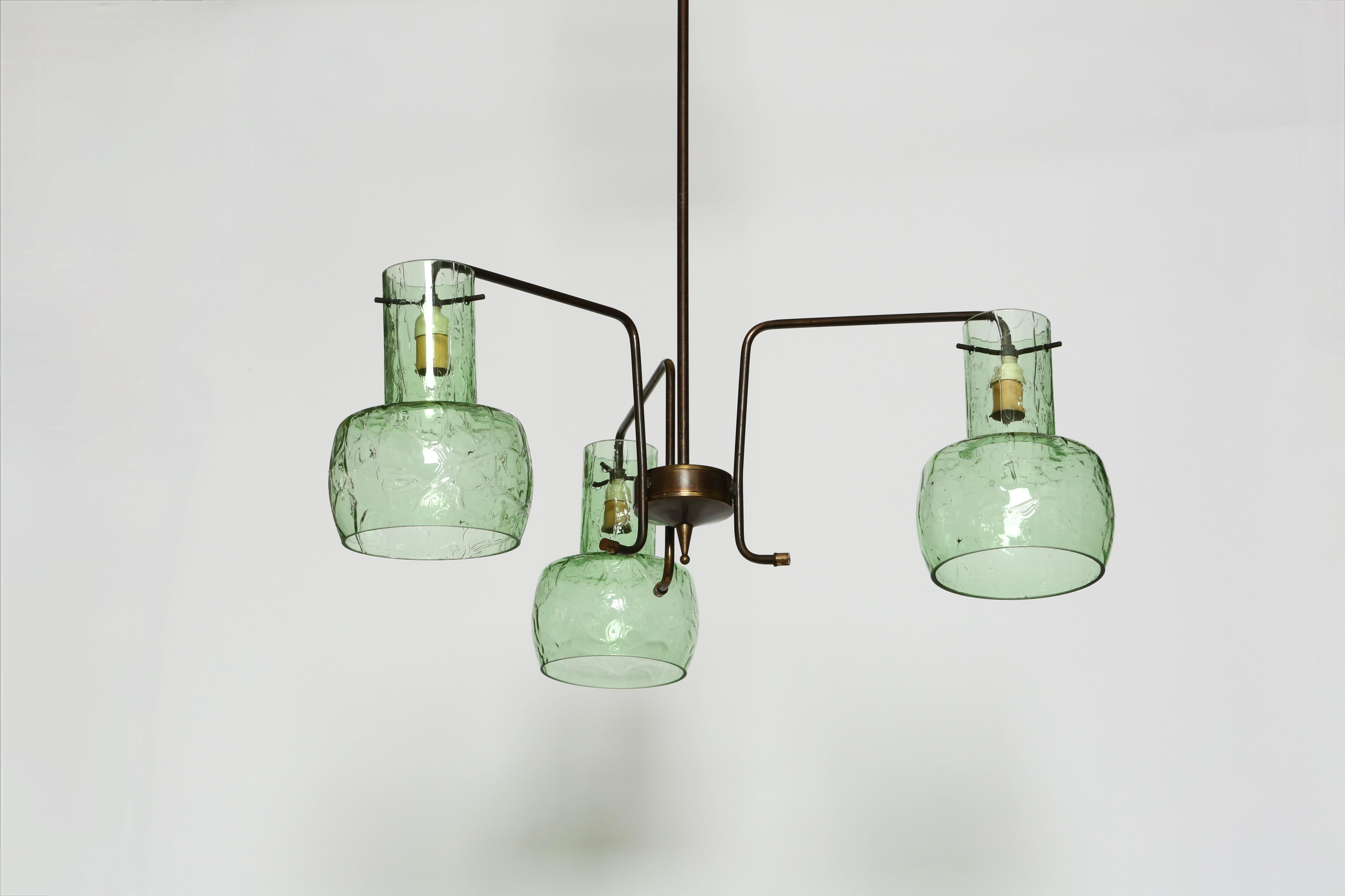 Mid-Century Modern Murano Glass Suspension Light, Italy 1960s For Sale