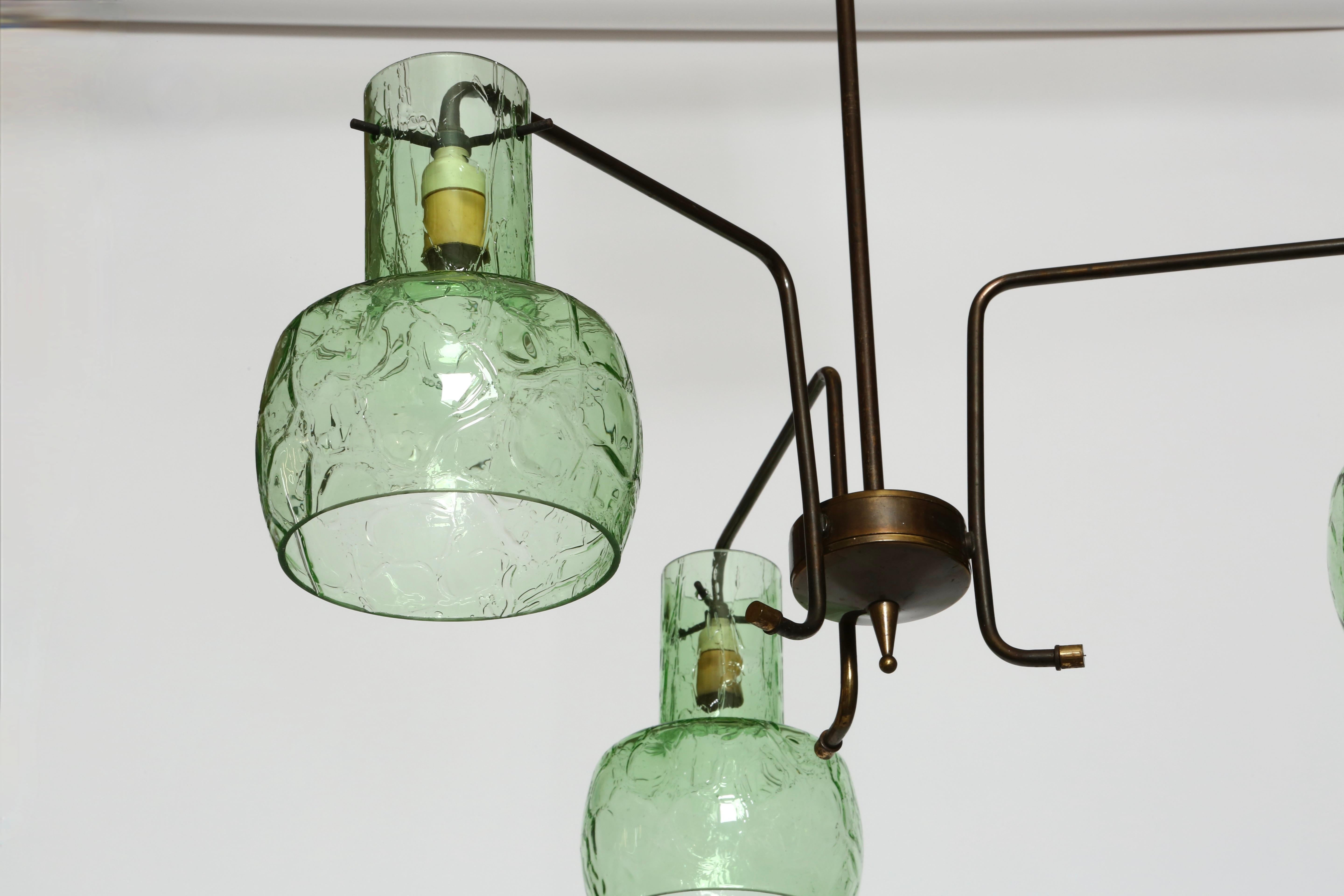 Murano Glass Suspension Light, Italy 1960s In Good Condition For Sale In Brooklyn, NY
