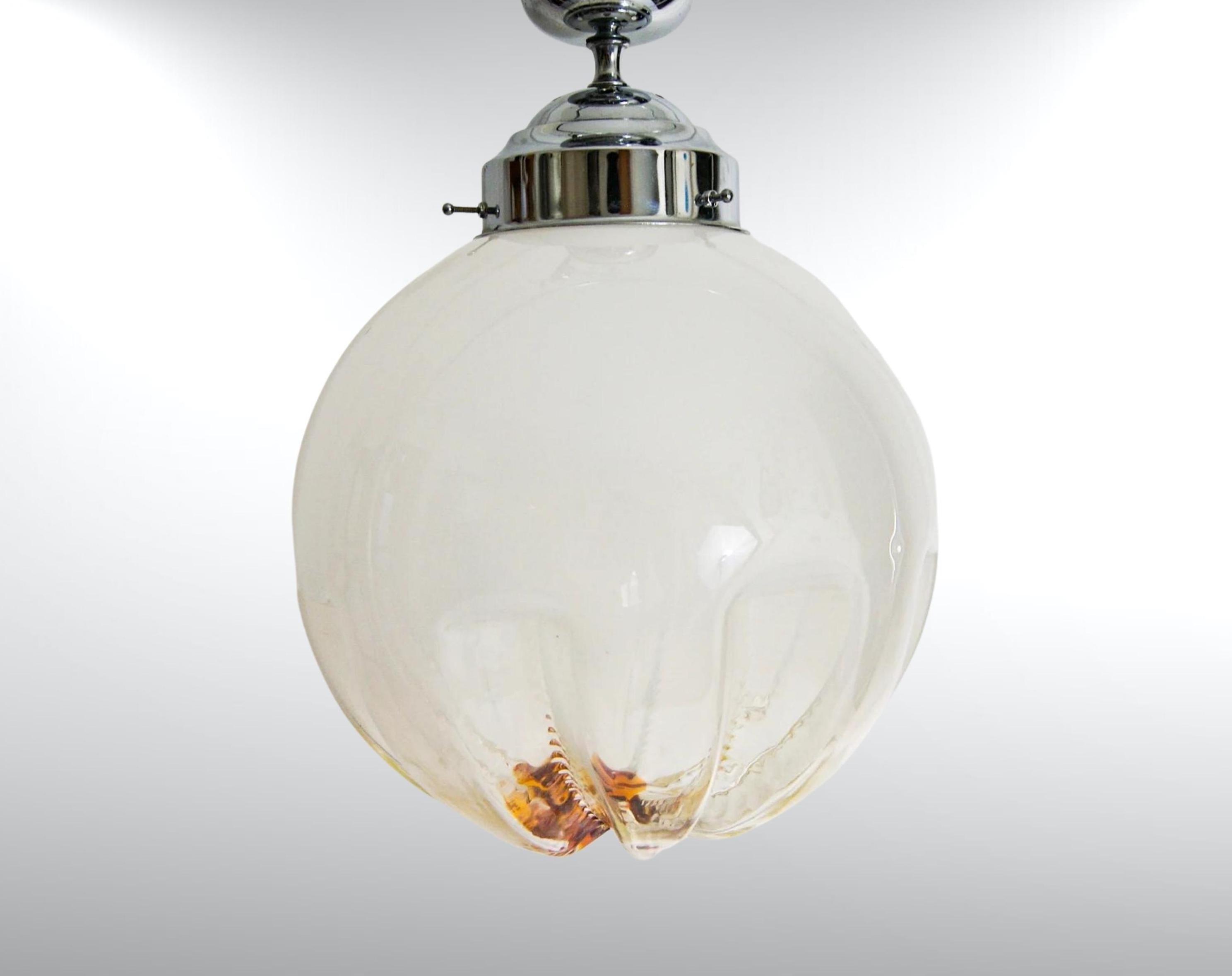 Italian Murano Glass Suspension Pendant Ceiling Lamp by Mazzega For Sale