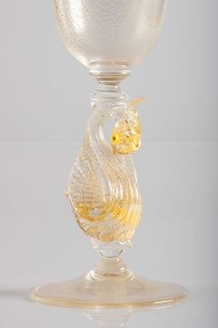 Murano Glass Swan Decorated Wine Glass, Italy, circa 1970