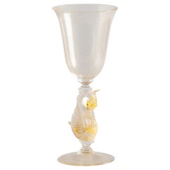 Murano Glass Swan Decorated Wine Glass, Italy, circa 1970
