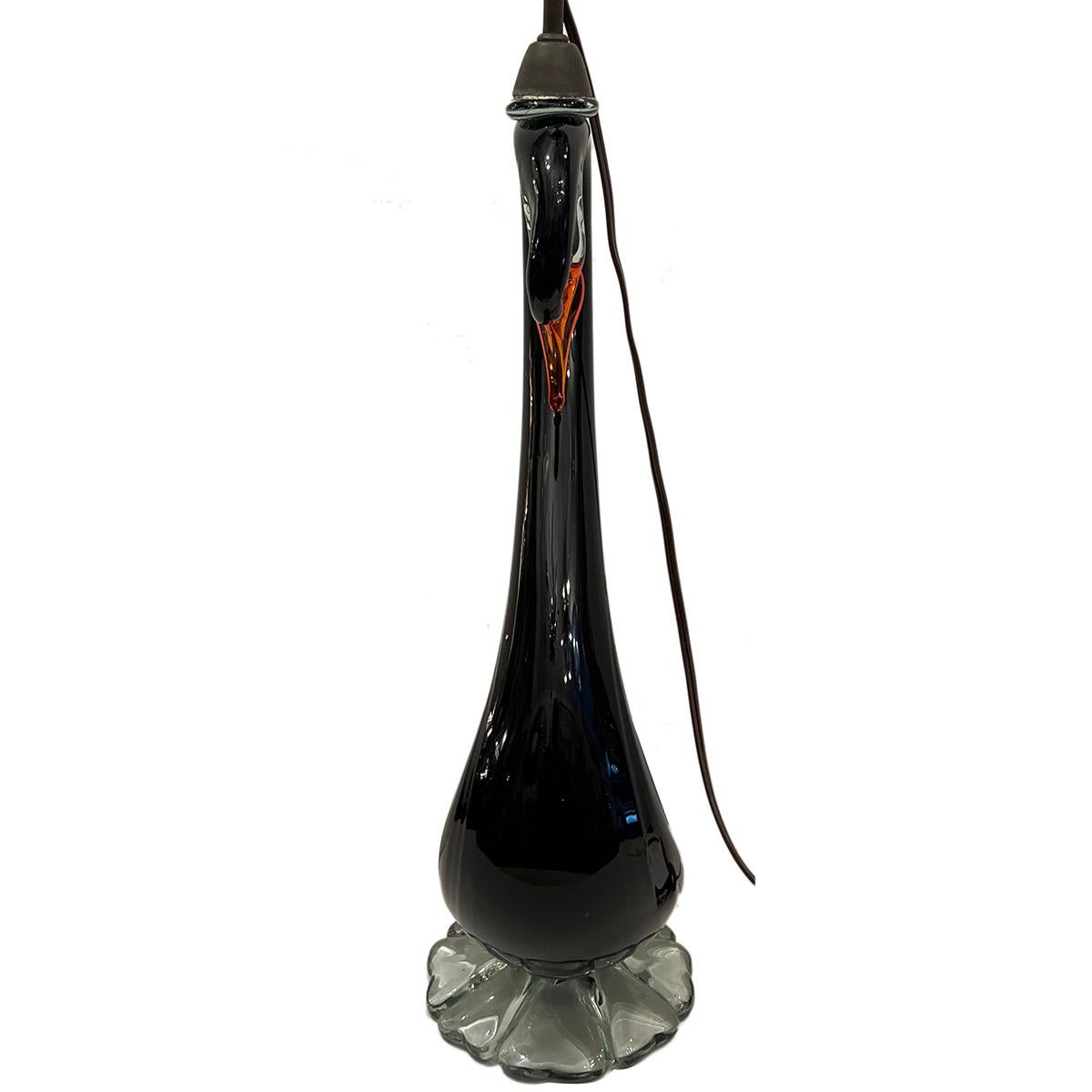 Italian Murano Glass Swan Lamp For Sale