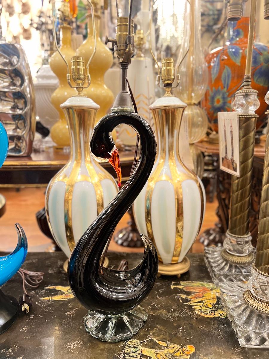 Murano Glass Swan Lamp For Sale 4