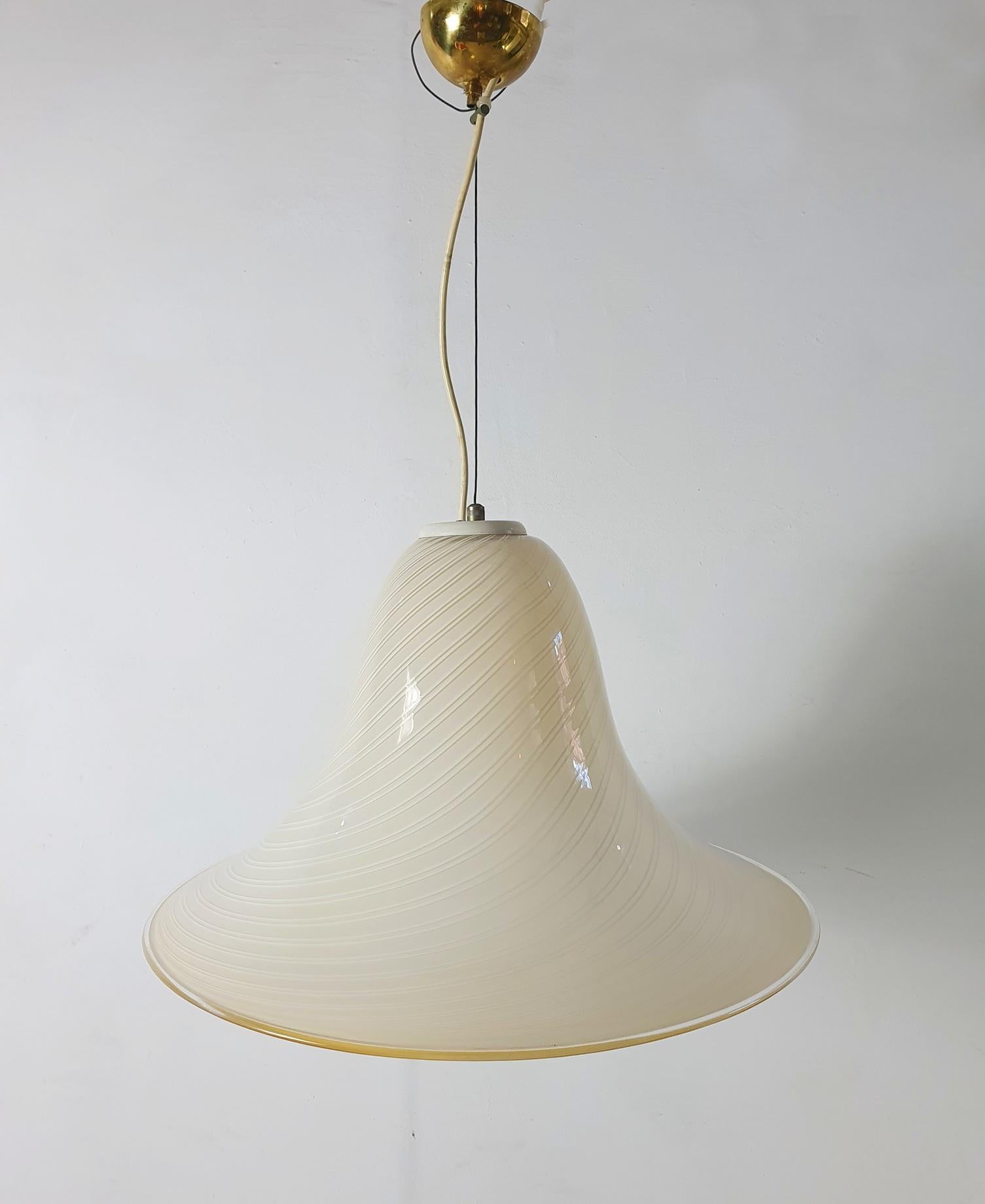 Blown Glass Murano Glass Swirl Pendant 1970's Italy For Sale