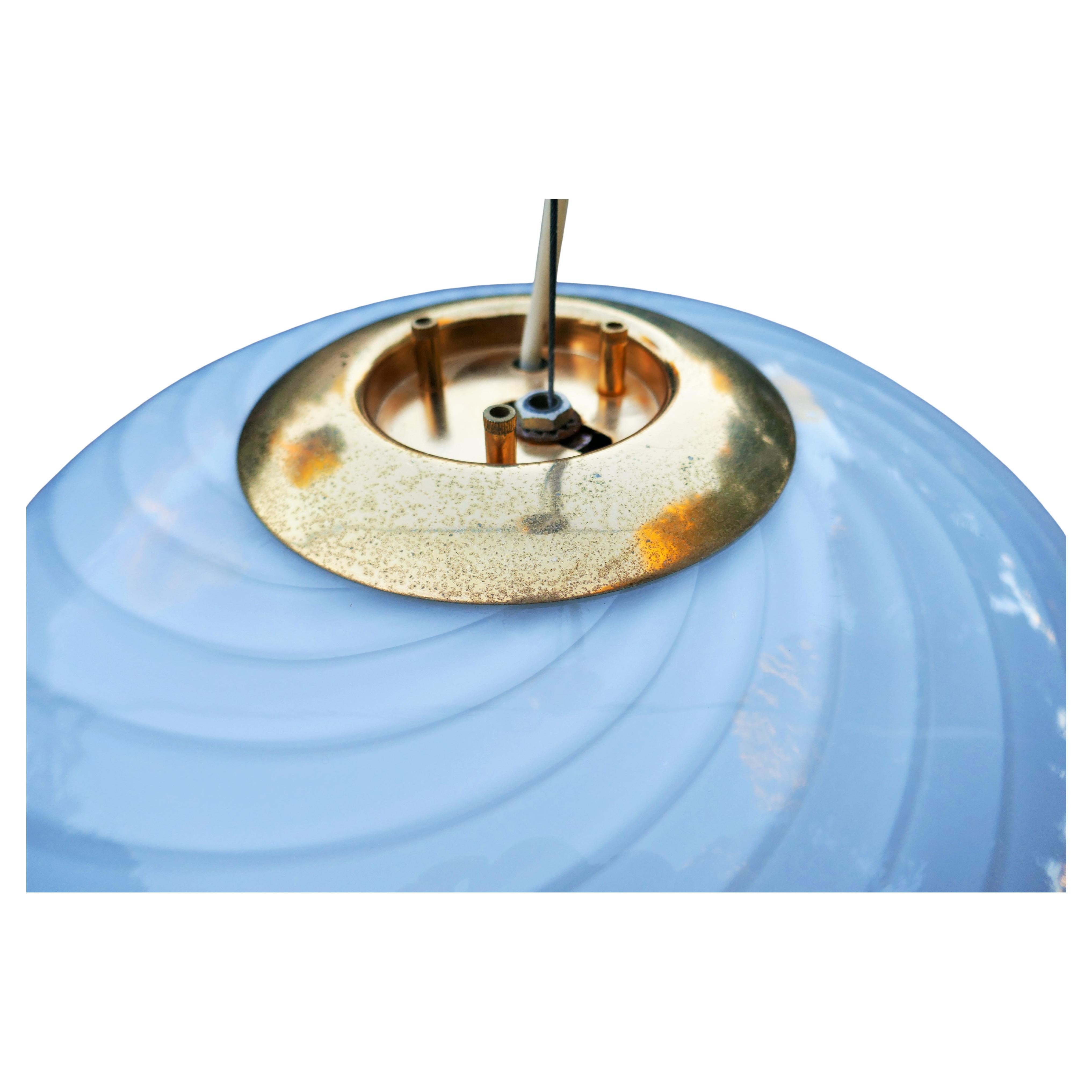 Italian Murano glass swirl pendant lamp. For Sale