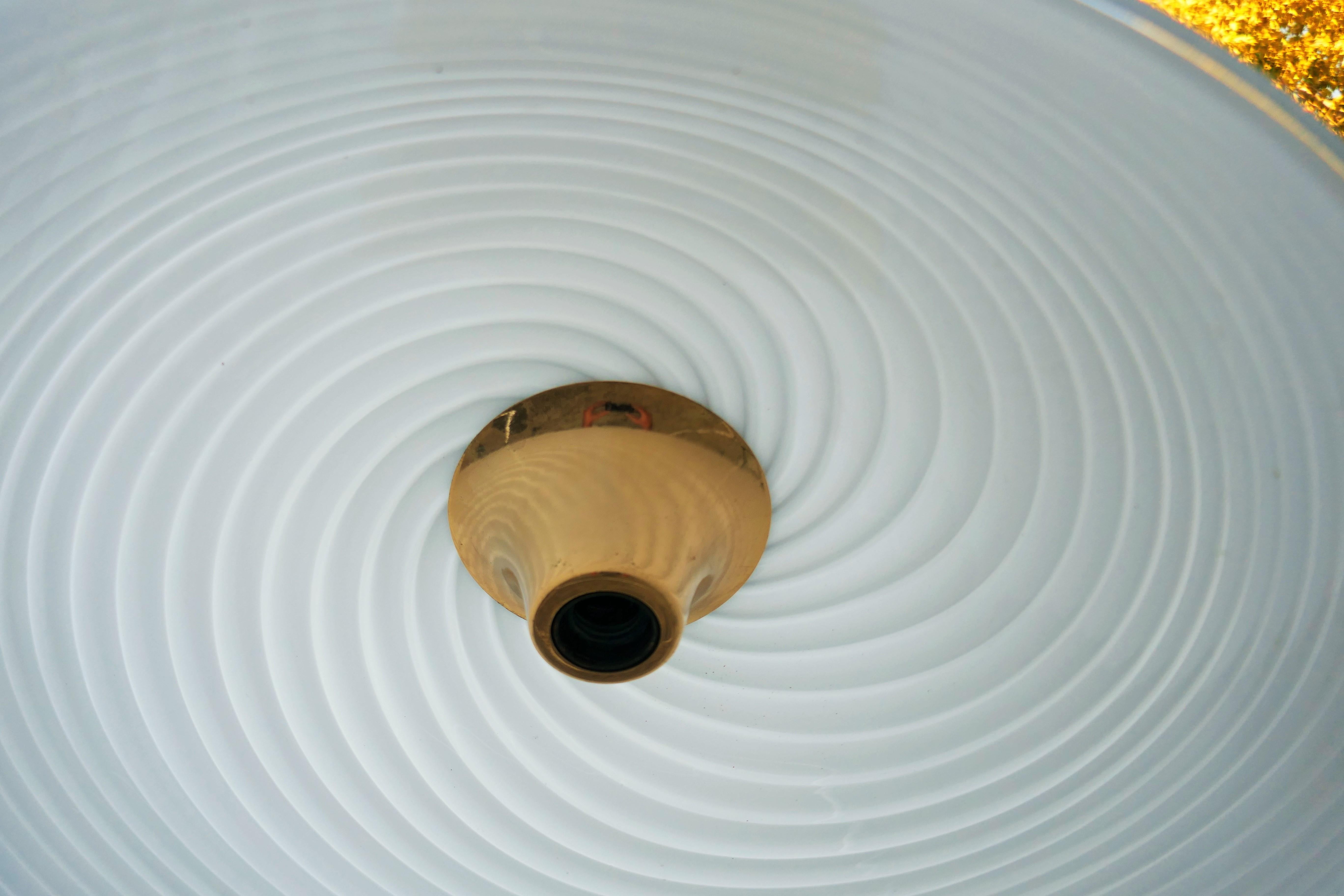 Murano Glass Murano glass swirl pendant lamp. For Sale