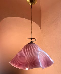 Murano Glass Swirl Pendant Light Italy 1970s mid century modern lighting