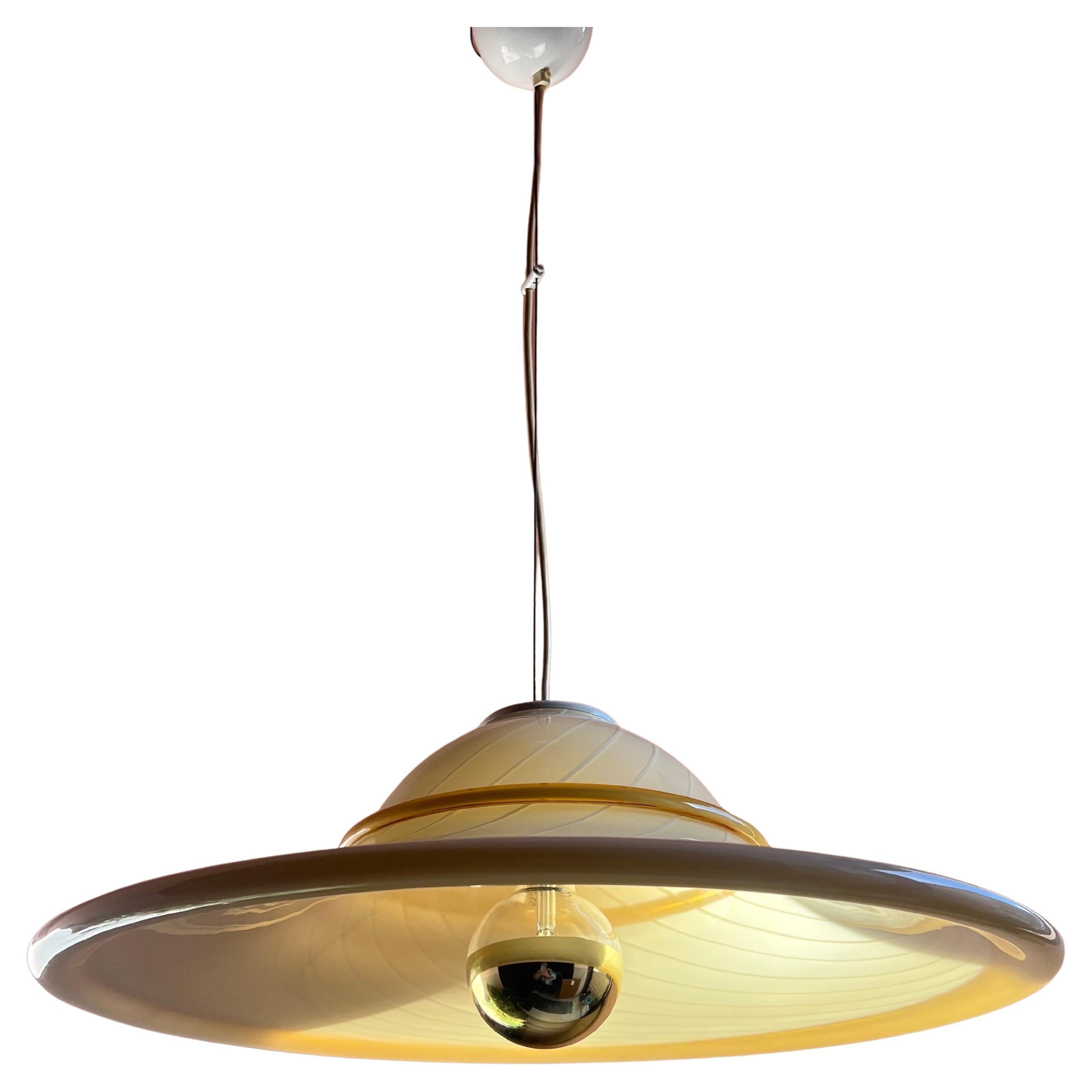 Lámpara Colgante Remolino de Cristal de Murano Italia Años 70 Iluminación moderna de mediados de siglo