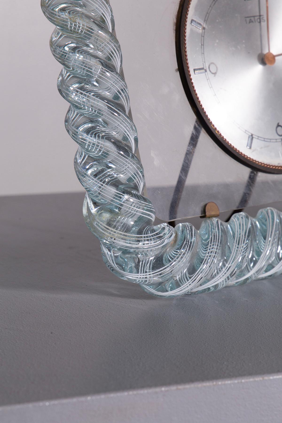 Mid-Century Modern Murano Glass Table Clock by Barovier & Toso