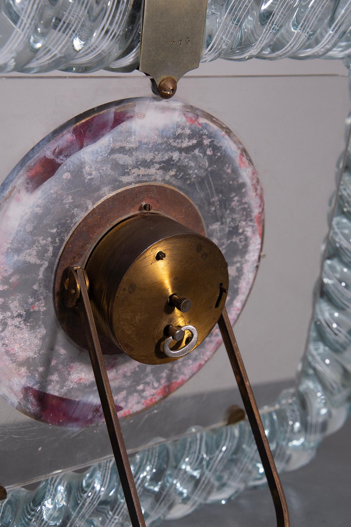 Italian Murano Glass Table Clock by Barovier & Toso