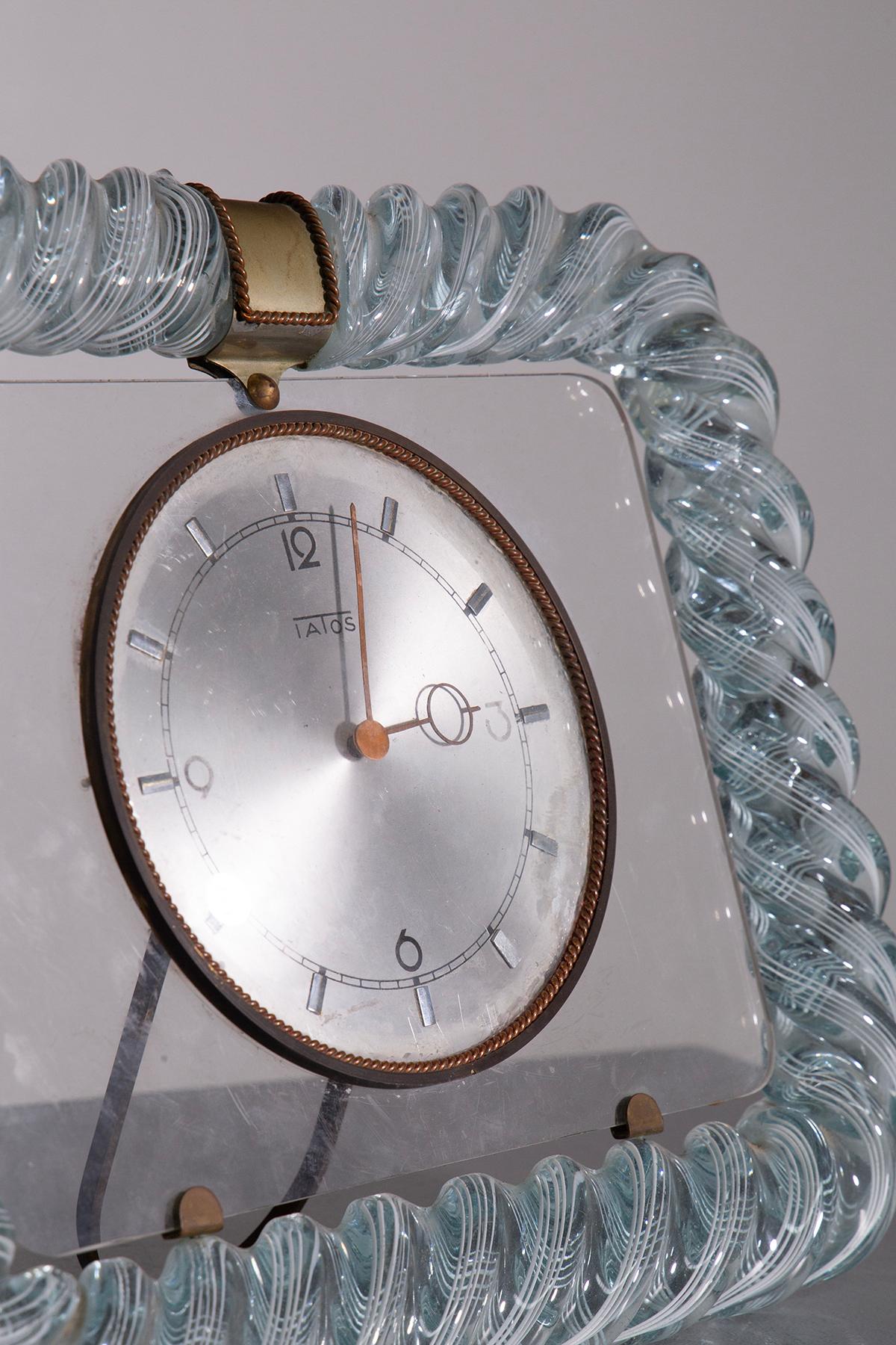 Murano Glass Table Clock by Barovier & Toso In Good Condition In Milano, IT