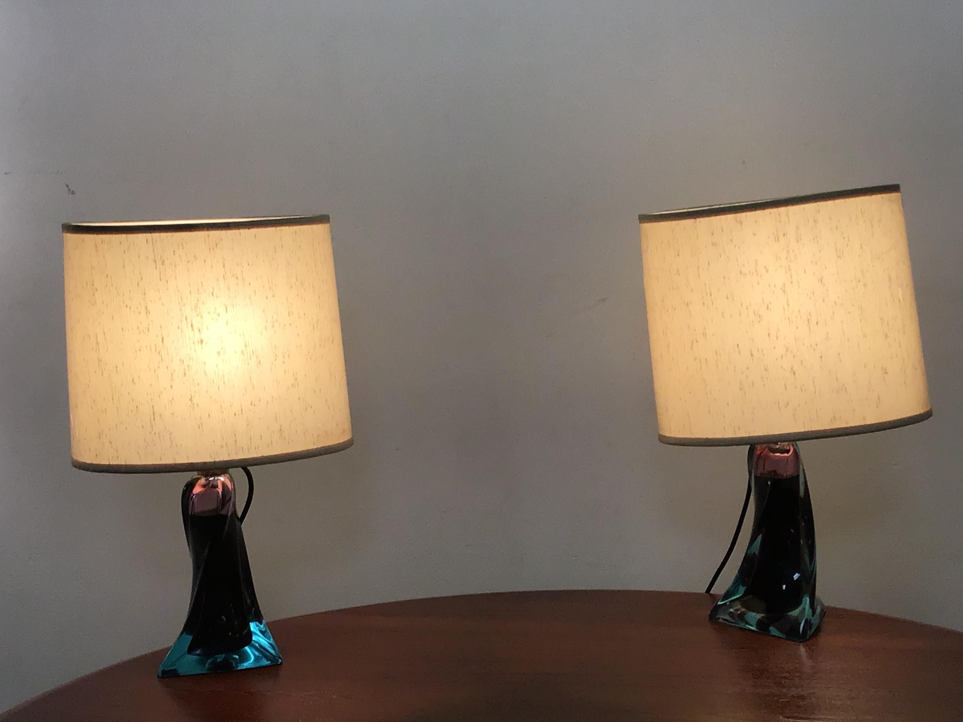 Murano Glass Table Lamp, 1960s In Good Condition In London, Lambeth