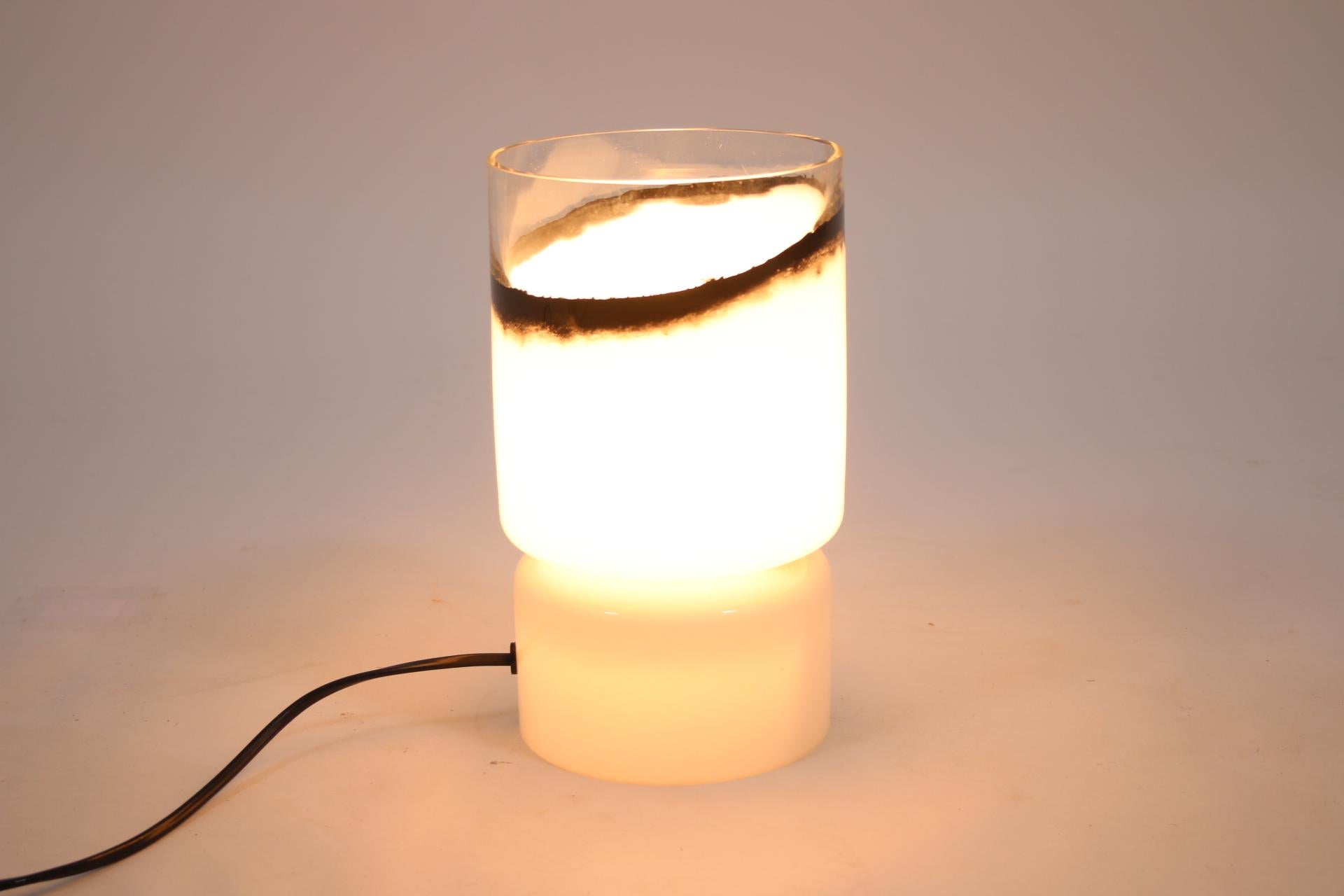 Murano Glass Table Lamp 1960's White Black 1