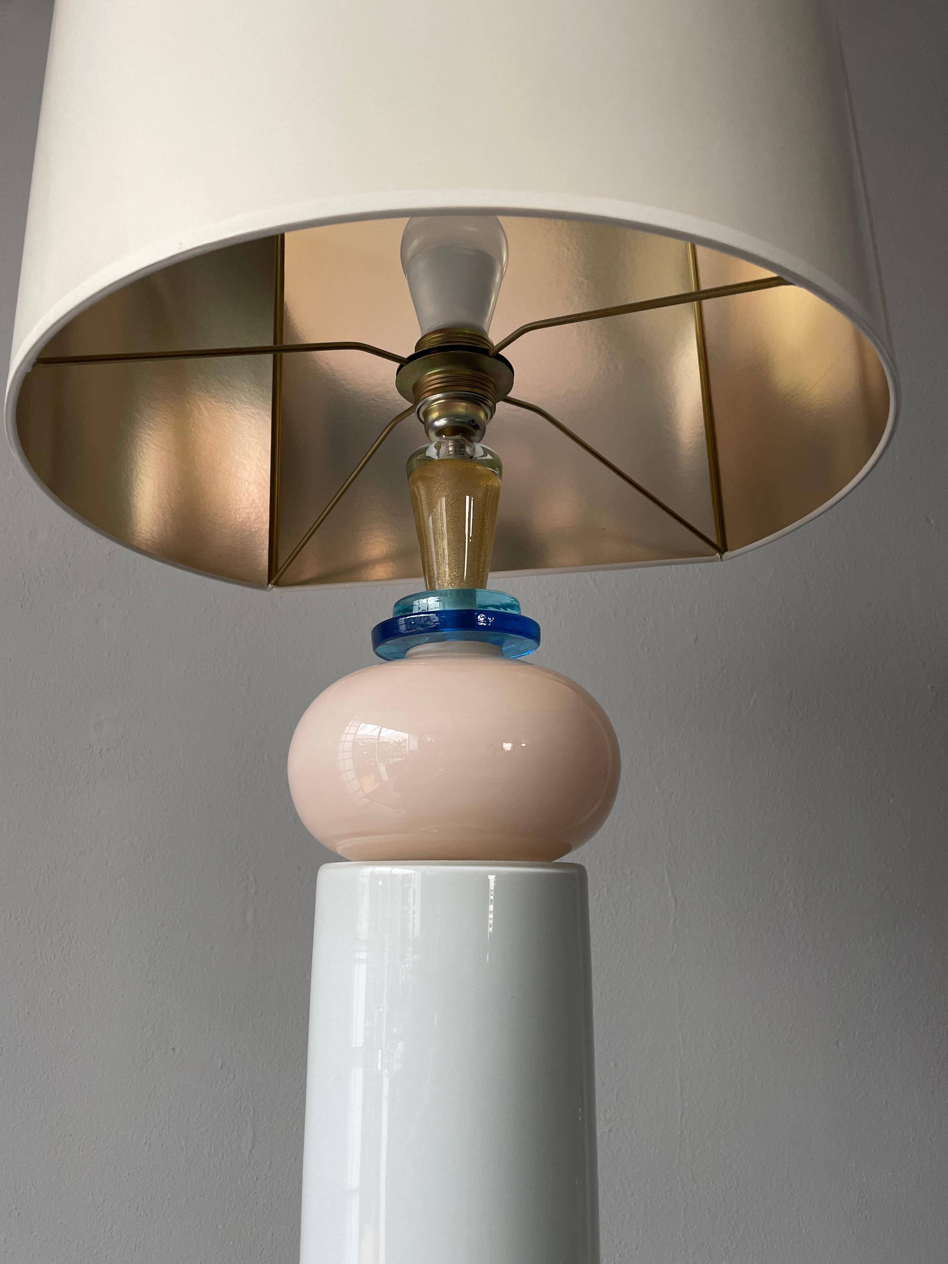 Murano Glass Table Lamp, 1970s In Excellent Condition For Sale In Munich, DE