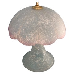 Murano Glass Table Lamp 1980s Marble Effect Pink White