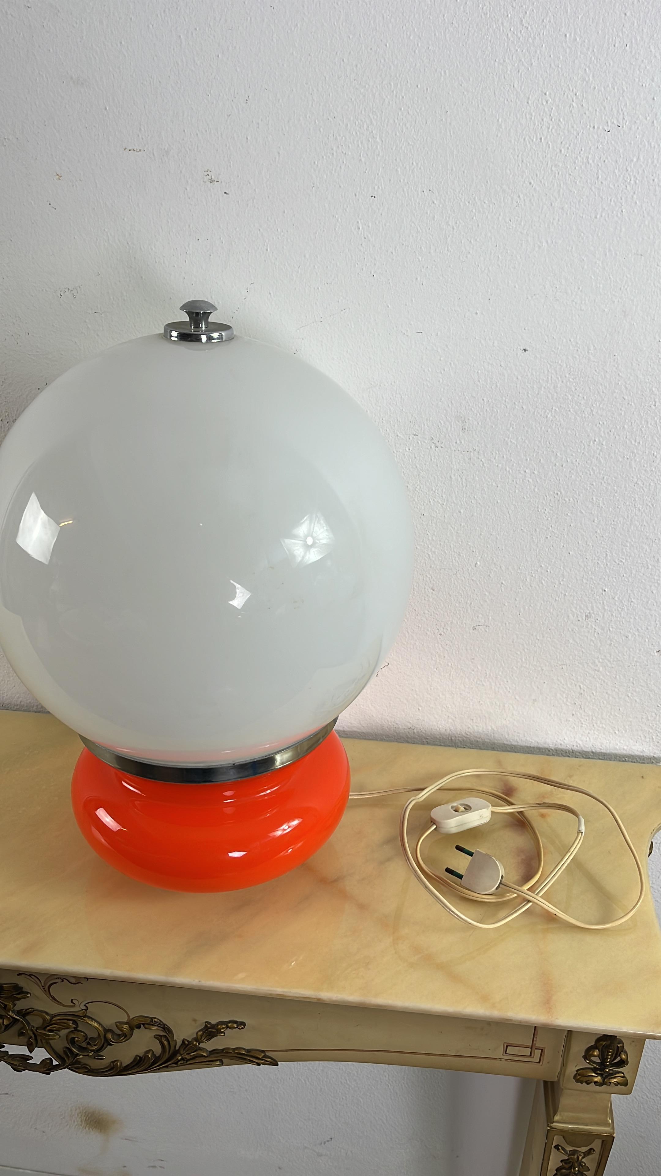 Metal Murano Glass Table Lamp Attributed To Carlo Nason for Mazzega, 1970s For Sale
